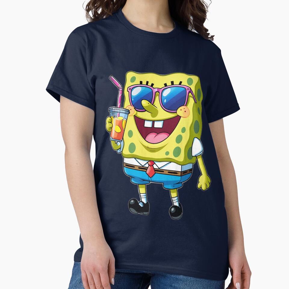 Cool SpongeBob Drinking Juice – Fun Summer Vibes T-Shirt Design by ArghavanMardani
