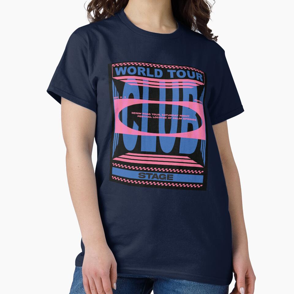World Tour Club Stage Festival Palm Springs Denim Road Tour T-Shirt by Atique Creations