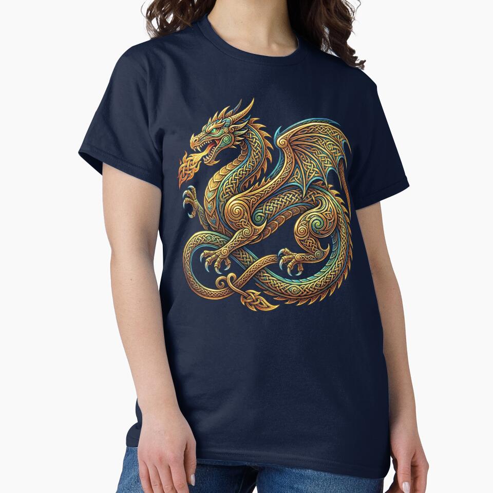 Celtic Dragon Gold Teal Fire S-Curve by Johan Proud Blade