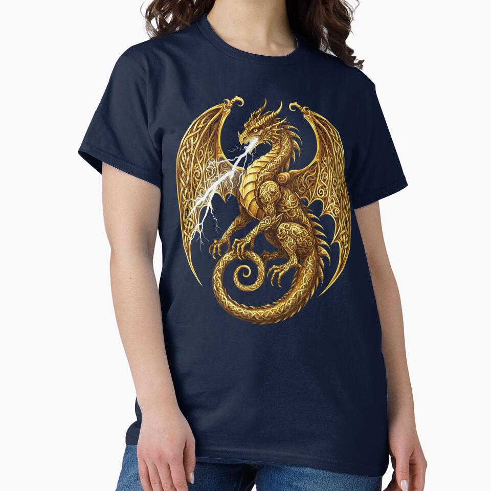 Celtic Gold Lightning Dragon Dark Knotwork Wings by Johan Proud Blade