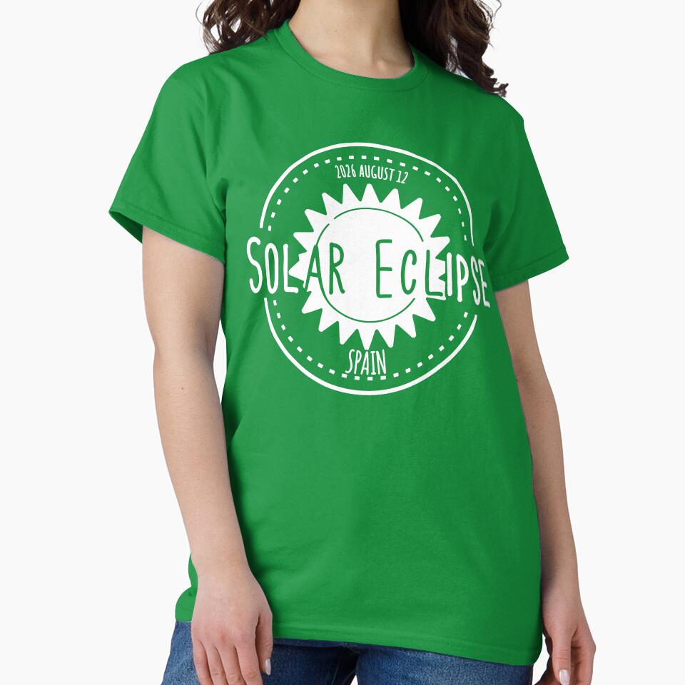 Spain 2026 august 12 Solar Eclipse white color design by EmeraldeaArt