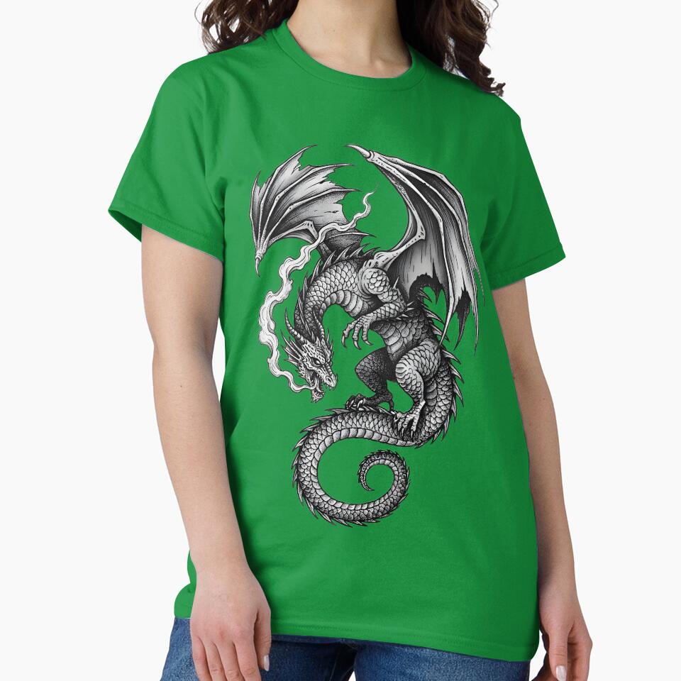 Phantom Dragon Spirit – Dark Fantasy Smoke Dragon Gothic Illustration by DragonSerpent Ink