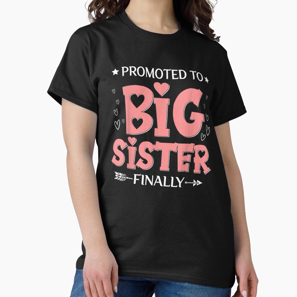 Promoted To Big Sister Finally Cute Pink Hearts Announcement Family Design by PhocoNibict