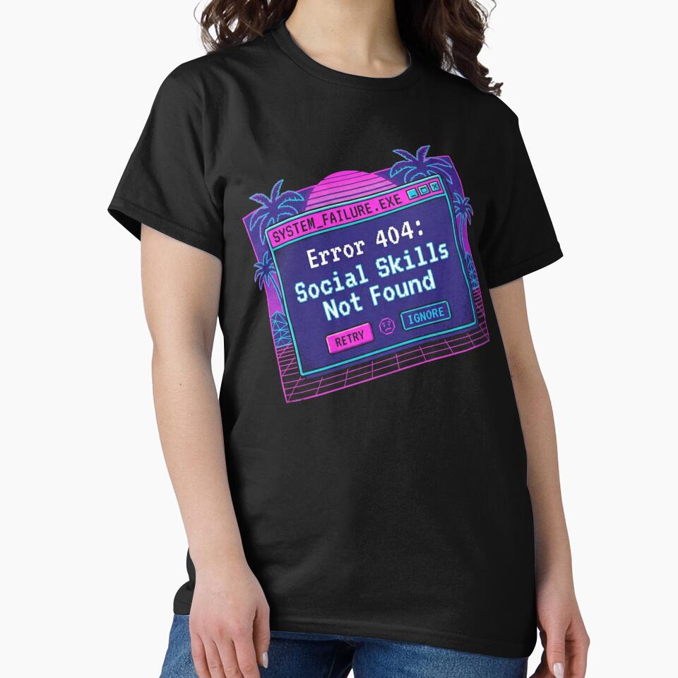 Vaporwave Retro Error 404 Social Skills Not Found by YourWearPulse