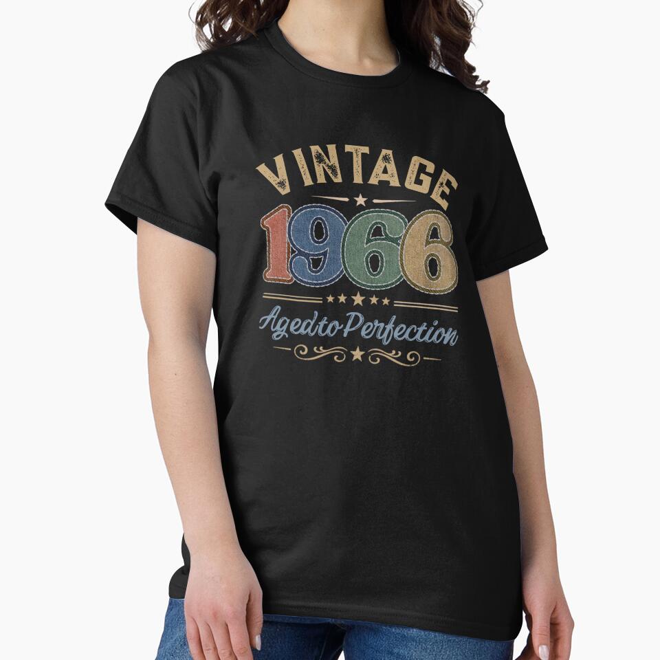 Vintage 1966 Aged to Perfection Retro Birthday Design | Born in 1966 | Embroidered Denim Style by Silaris Designs