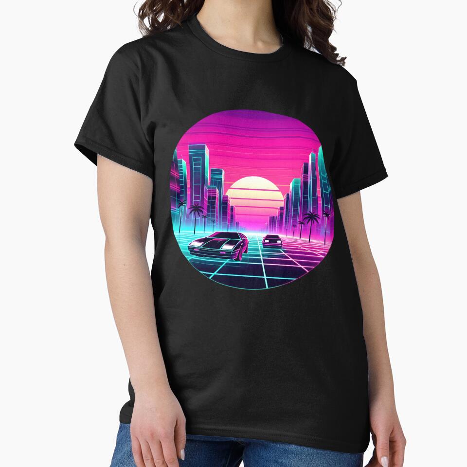 Retro Futuristic Neon City Drive by IllumeInk