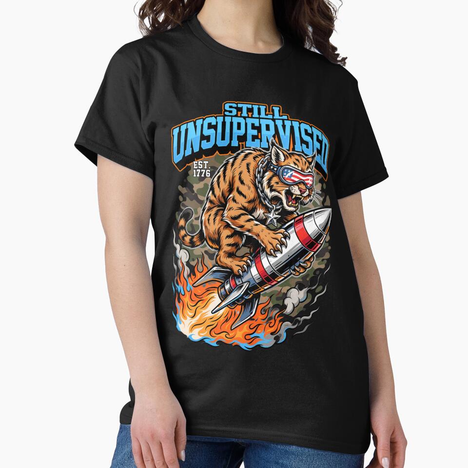 Still Unsupervised Patriotic Tiger Rocket Camo Tee v1 by DarylWelsh2024