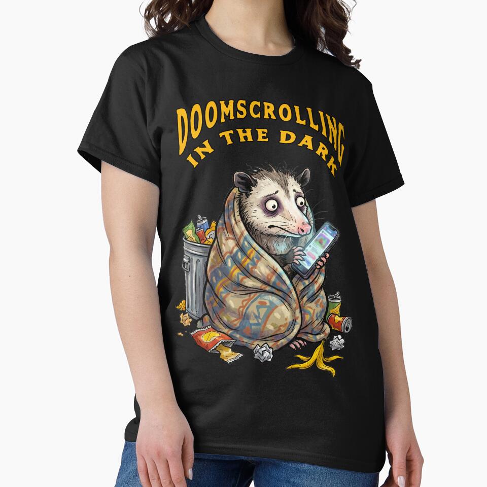 Doomscrolling In The Dark Funny Possum Meme by TeeARTHY