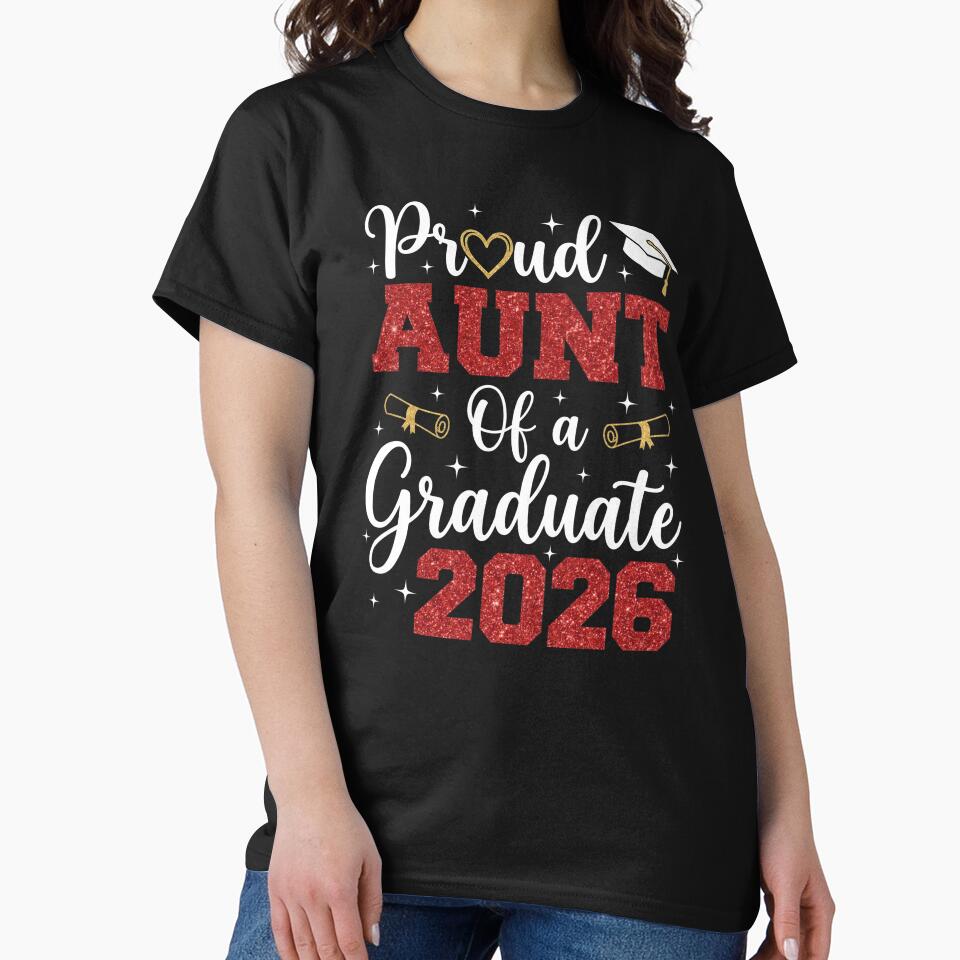 Proud Aunt Of A 2026 Graduate Red Glitter by TeNovaStudio