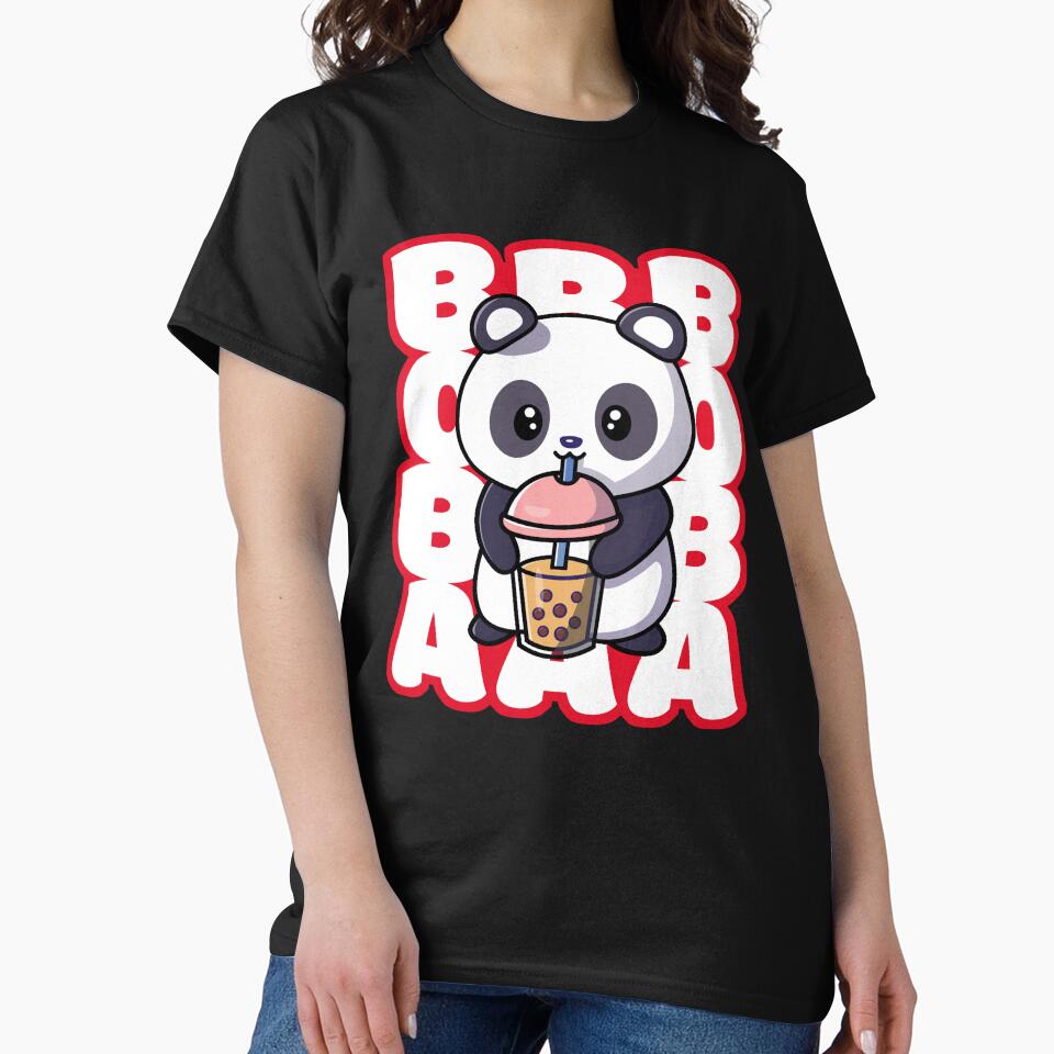 Cute Boba Bubble Tea Retro Anime Kawaii Panda Art by Bad Kitty Designz