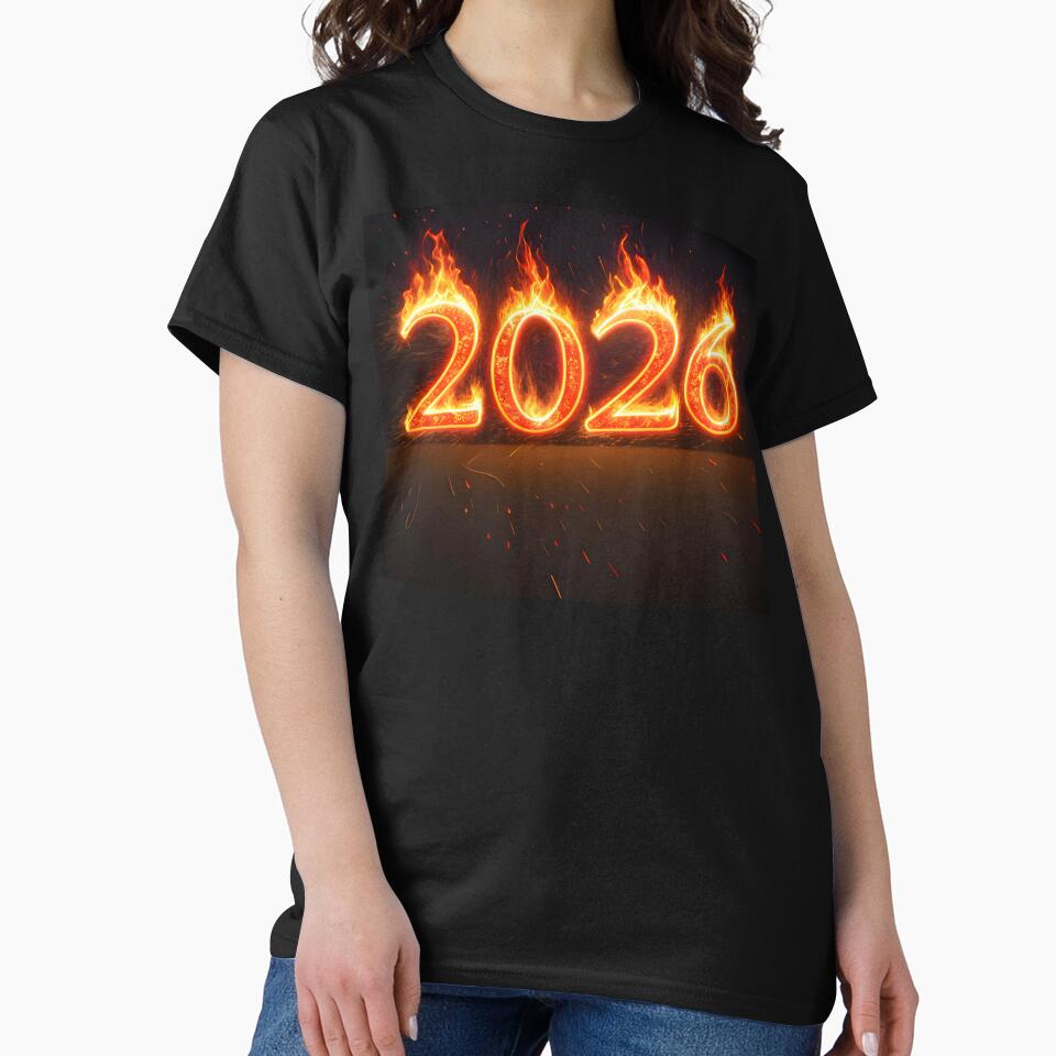 2026: Year of the Fire Horse, fiery horse, Happy New Year! numbers fire on black background by orthodox-icon