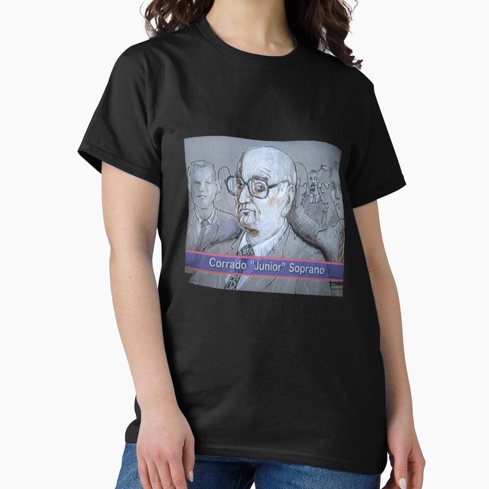 Uncle Junior Courtroom Sketch - The Sopranos Tee by Enea Kelo