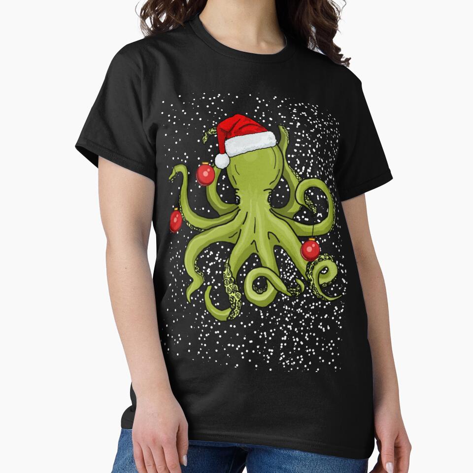 Christmas Kraken (Sparkly Snow) by octopuscafe