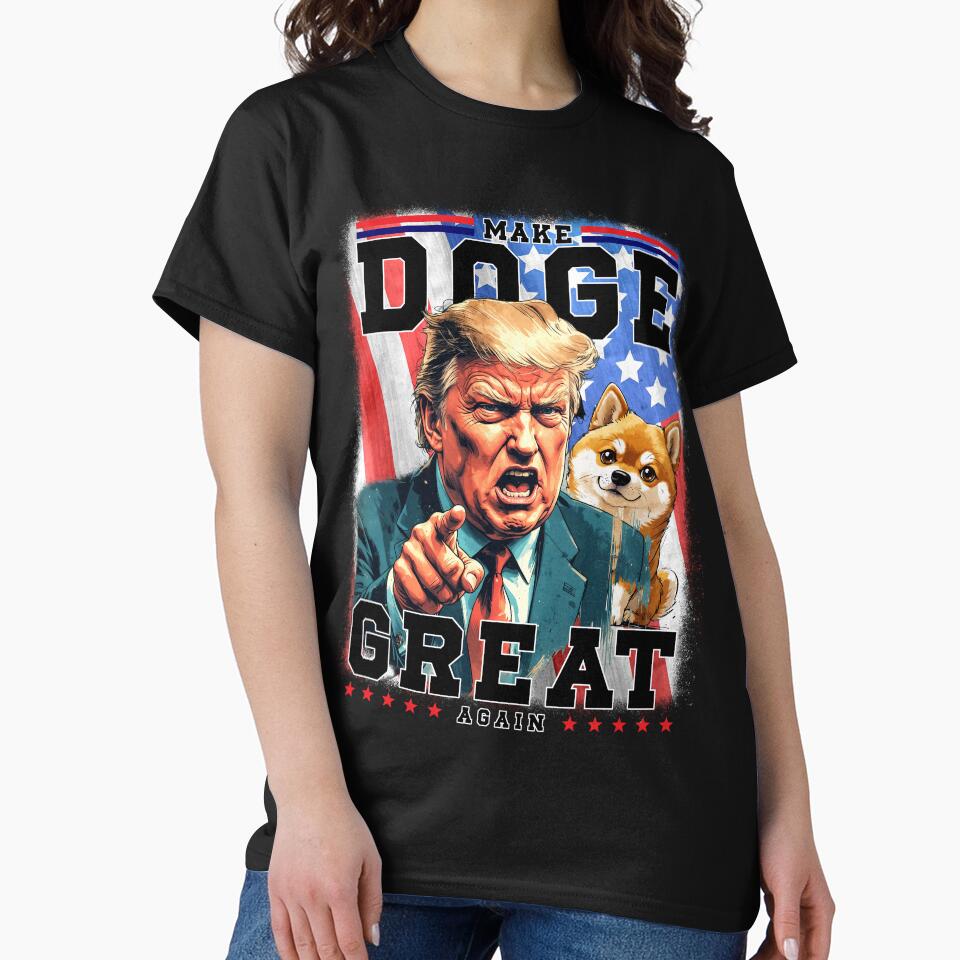 Make Doge Great Again PNG | Funny Trump Doge Meme Digital Download | Dogecoin Crypto Meme Art | USA Patriotic Shirt Design by KeedKean