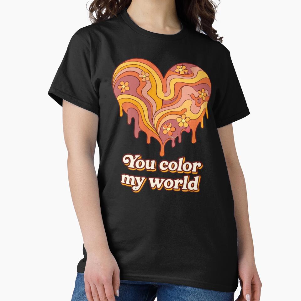 Valentine's Retro Groovy Melting Heart - You Color My World 70s Floral Aesthetic by Supergrafix07