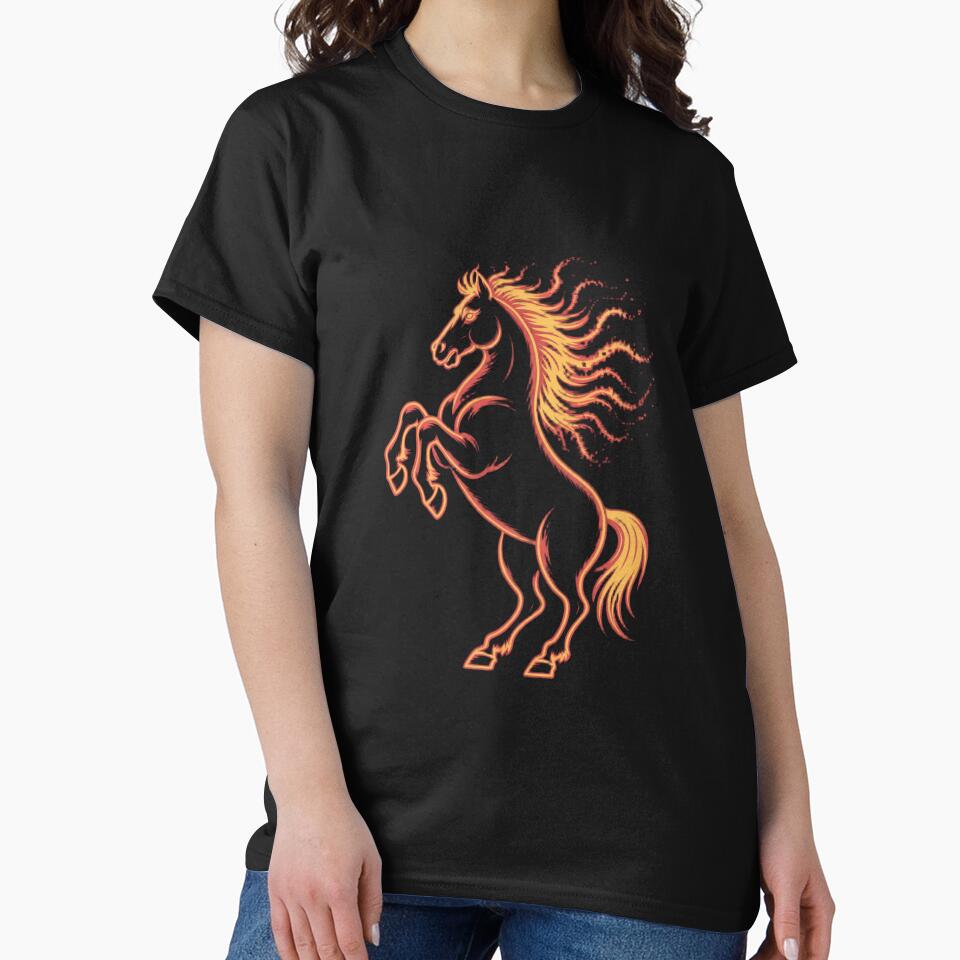Fire Horse Neon Zodiac — Chinese Zodiac 2026 Cyberpunk T-Shirt Design by dose-of-art-lab
