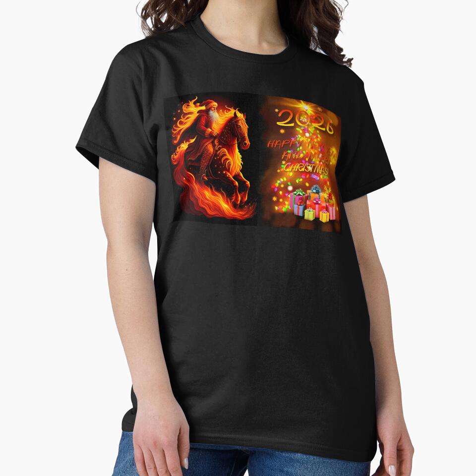 2026: Year of the Fire Horse, fiery horse, Happy New Year and Merry Christmas! fire on black background by orthodox-icon