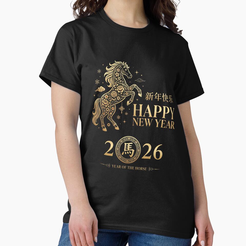 Chinese Zodiac Shirt – 2026 Year of the Horse, Golden Lunar New Year Gift Graphic Tee by saloui