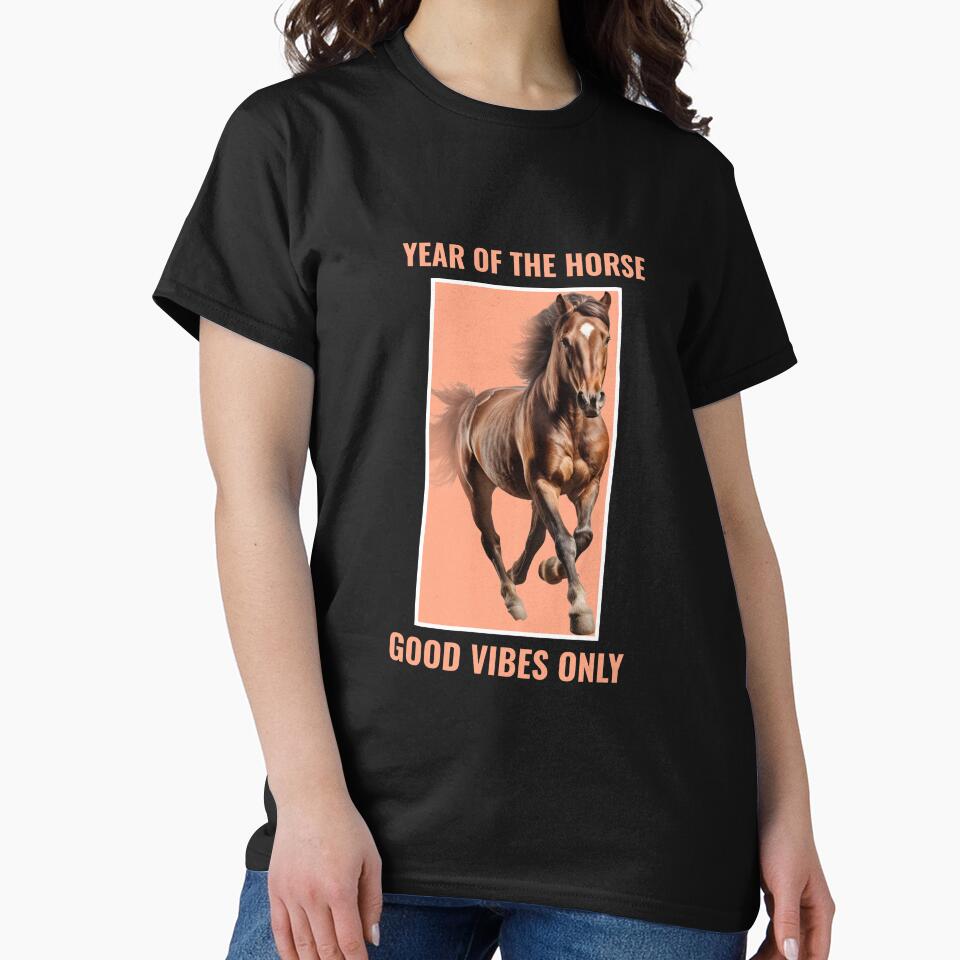 Year Of The Horse 2026 Good Vibes Only Running Horse by GraTEEtude