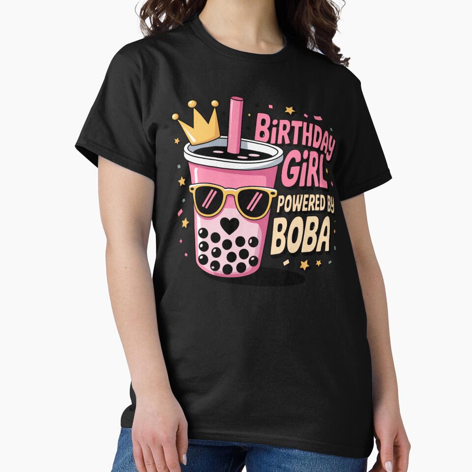 Birthday Girl Powered by Boba Cute Bubble Tea Party Design by Nzgiftsandmore