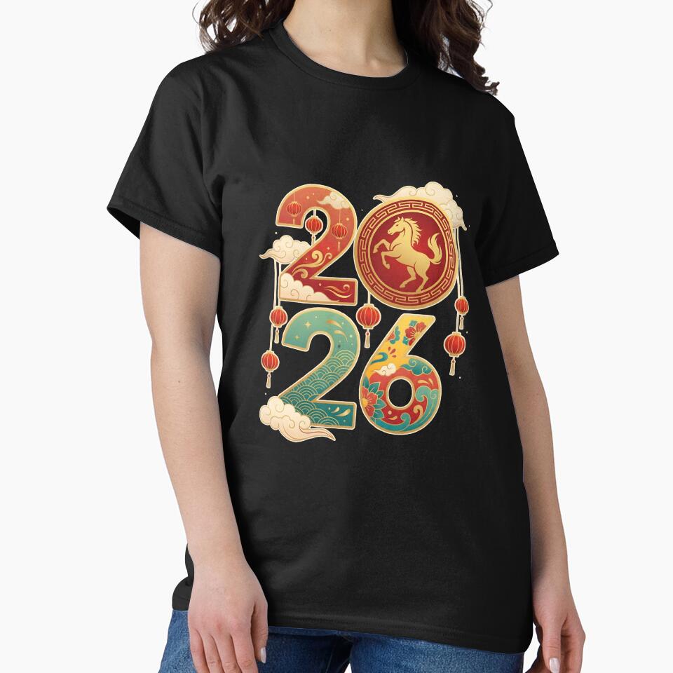 2026 Chinese New Year, Year of the Horse Zodiac Celebration Gift, Colorful Lantern Asian Festival Graphic Tee by saloui