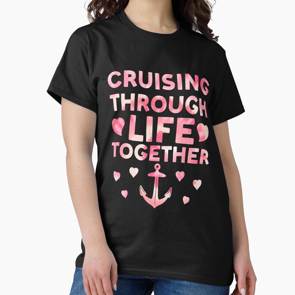 Cruising through life together honeymoon Tie Dye Print For Couples Husband And Wife Cruise Trip by JokeGysen