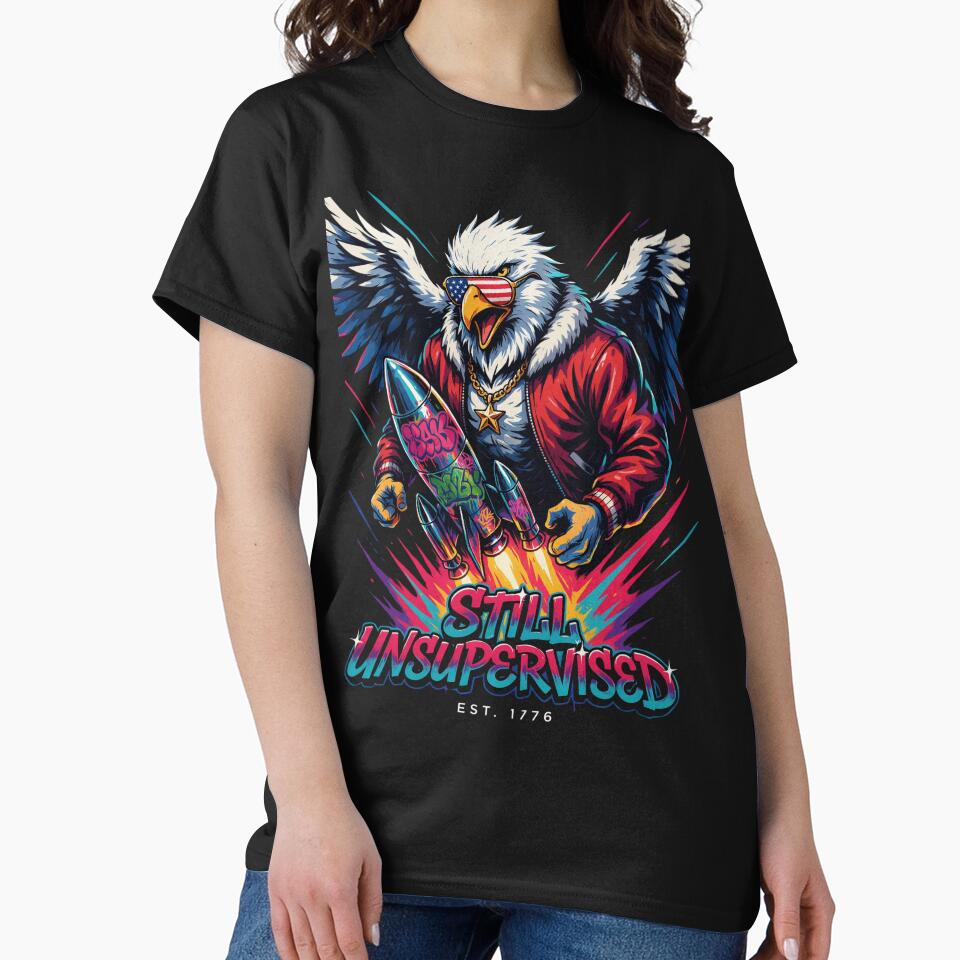 Still Unsupervised Gangster Eagle Gold Chain Rocket Tee v8 by DarylWelsh2024