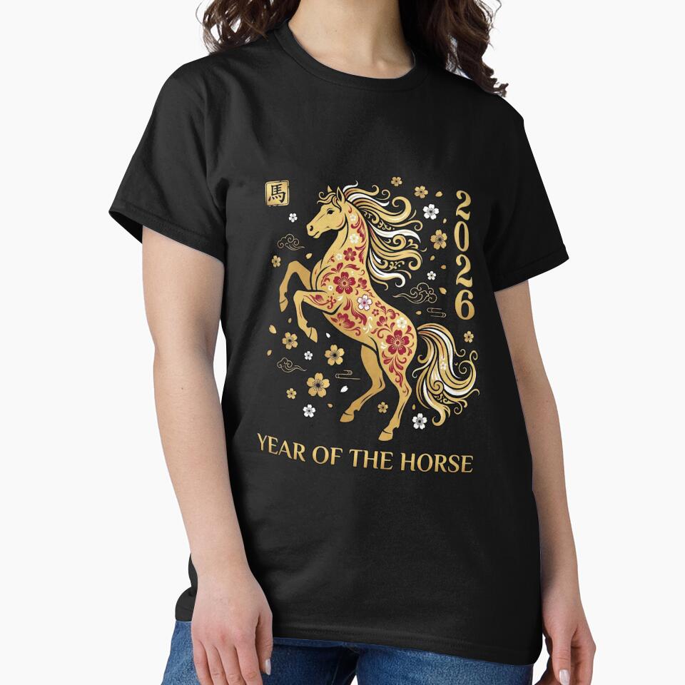 Lunar New Year Tee – 2026 Year of the Horse, Festive Chinese Zodiac Gift Graphic Tee by saloui