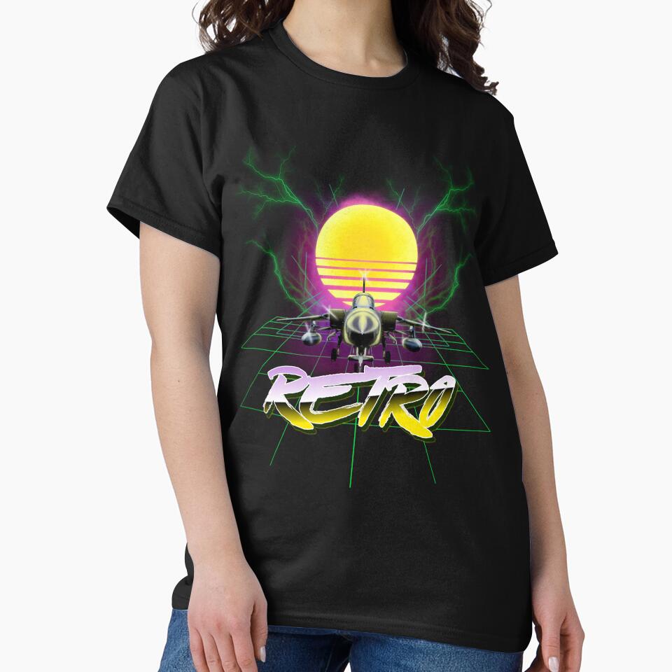 Retro Synthwave Jet - 80s Aesthetic T-Shirt Design by greenstar21