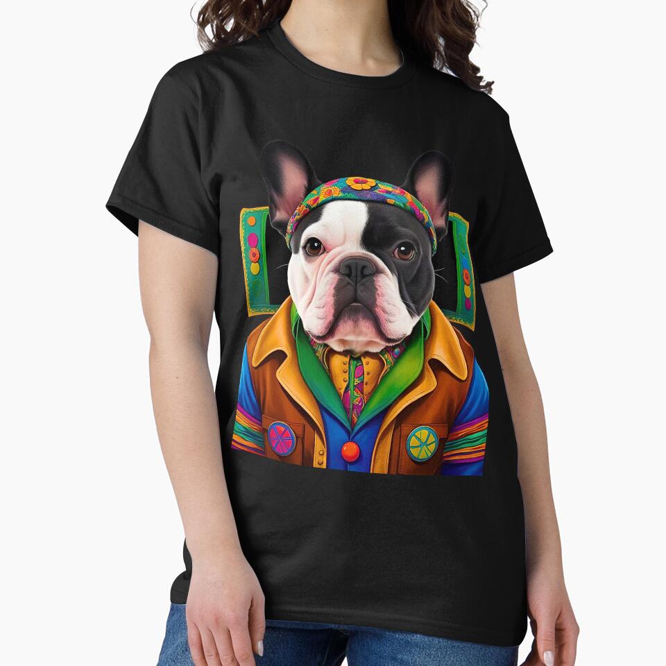 Groovy 1970s French Bulldog – Love, Peace & Hippy Vibes by Fredster1966