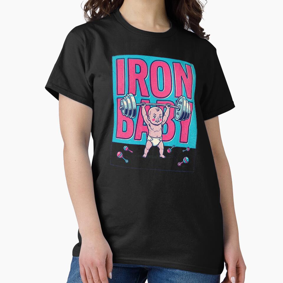 Retro Pop Art Baby Bodybuilder Iron Baby by DuckOddity