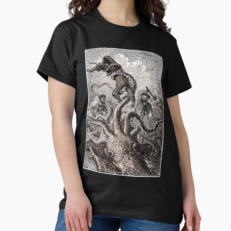 Vintage giant squid attack illustration 1870 by monsterplanet