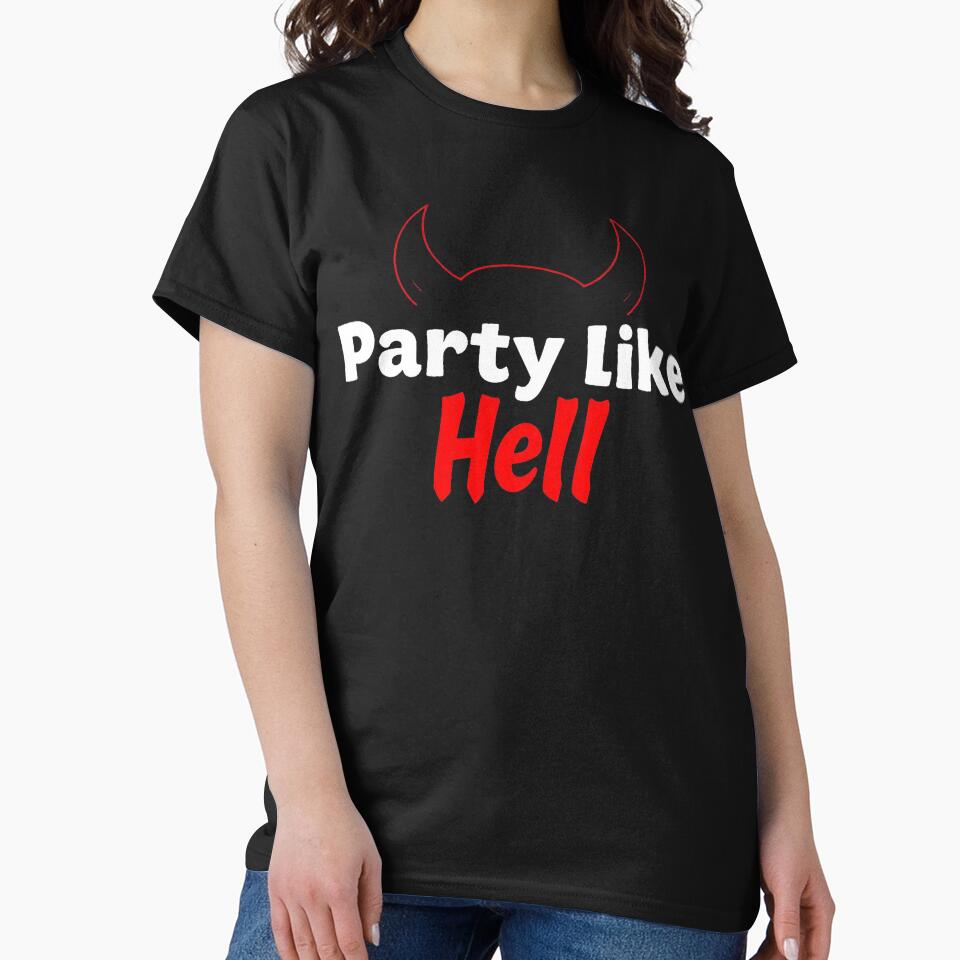 Party Like Hell – Funny Devil Horns Design by Mysterium AI
