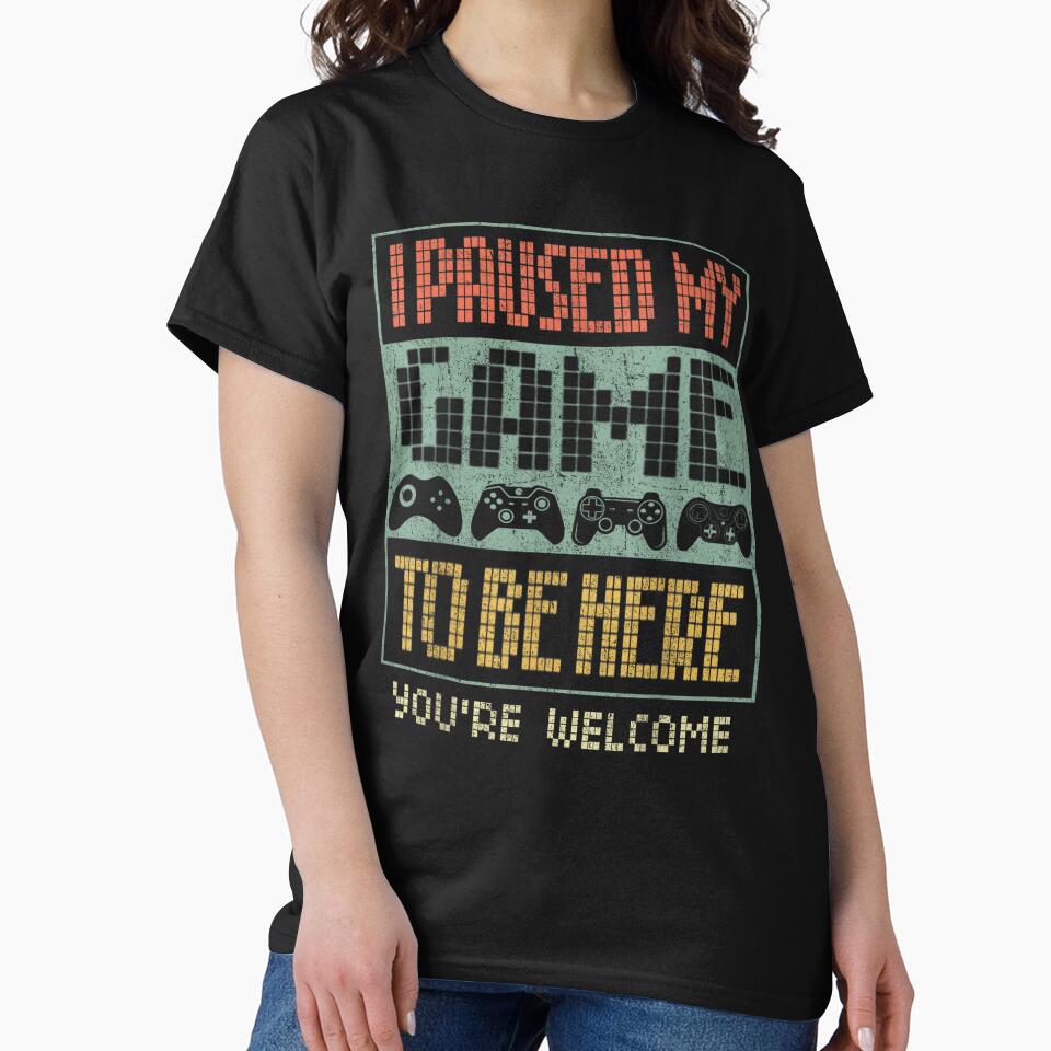 I Paused My Game To Be Here - Funny Gaming Quote | Pixel Art Gamer Design by 3liegy