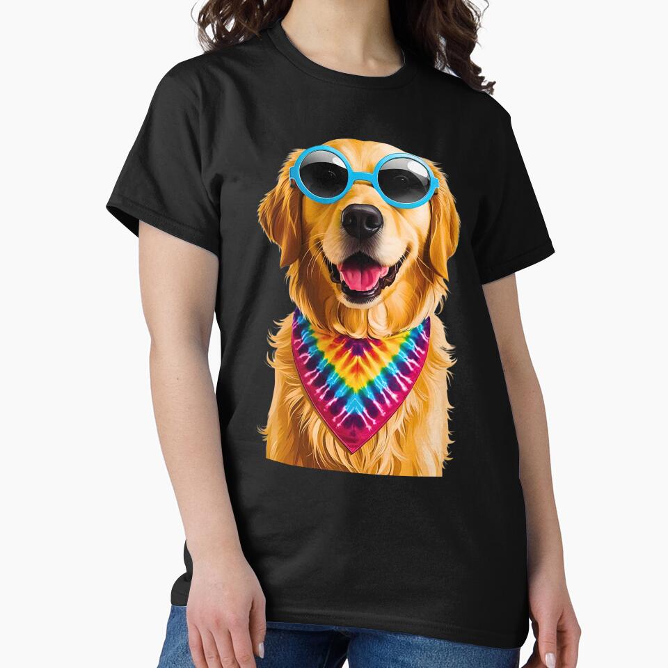 Groovy 1970s Golden Retriever – Love, Peace & Retro Vibes by Fredster1966
