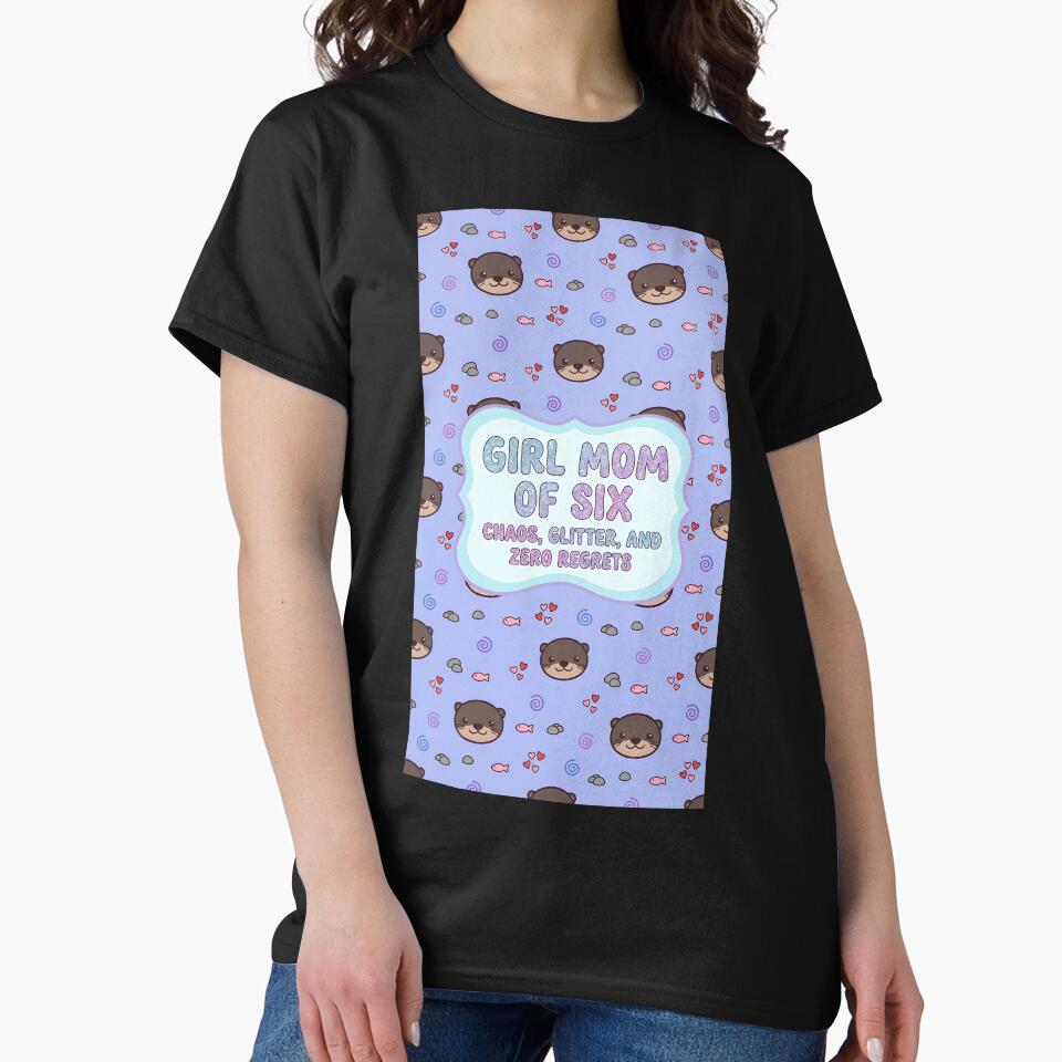 Girl Mom of 6 Cute Otter Purple Pattern by Itsheartshop