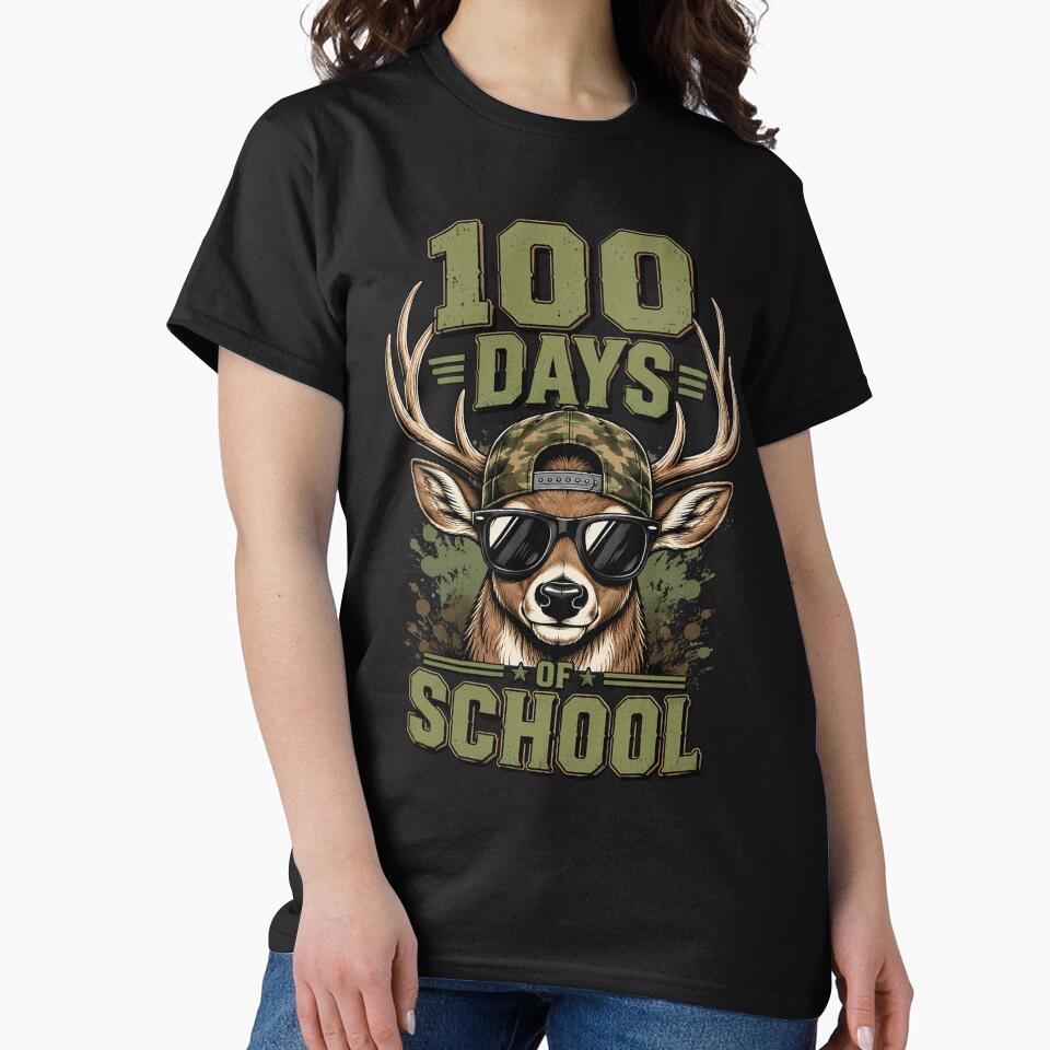 100 Days of School Deer Hunting Deer Camo Hunter by OlakunleOloroz
