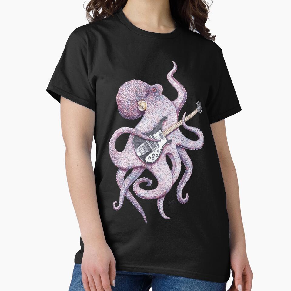 SUP - the bass playing Octopus (purple on mint) by ShorelineSally
