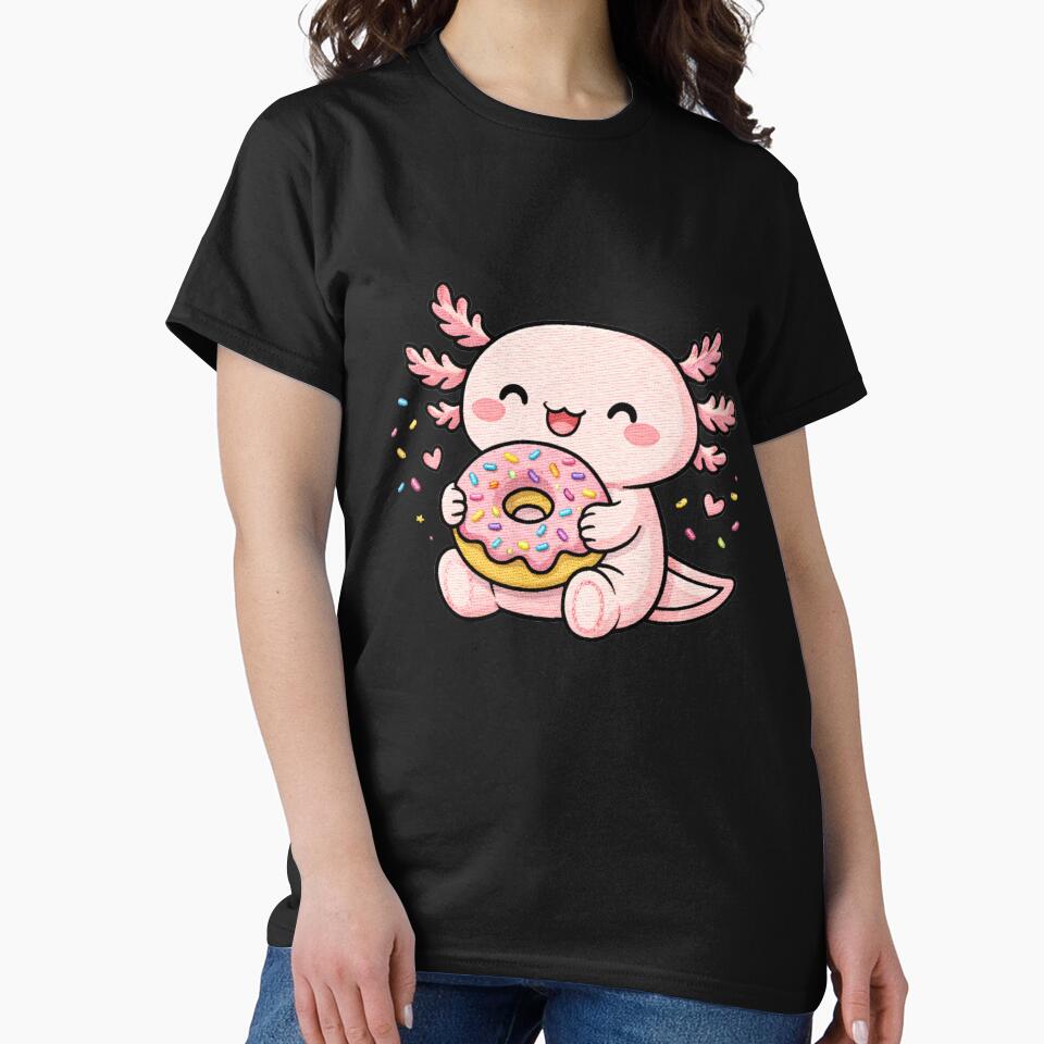 Donut Lover Axolotl – Cute Kawaii Axolotl with Sprinkle Donut Embroidery Style by ColorSplash123