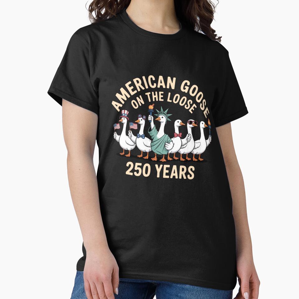 American Goose On The Loose Design - Funny Patriotic USA 250 Years Semiquincentennial Celebration Art by Picasfarmer