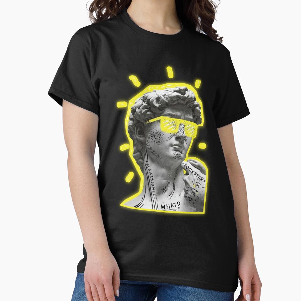 Vaporwave Doodle David statue by PourElla