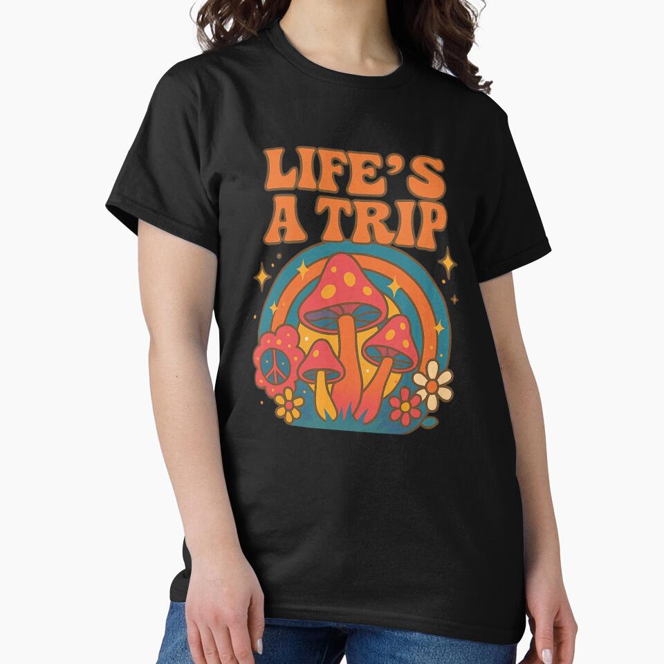 Life’s a Trip – 70s Cosmic Psychedelic Mushroom by getpressedshirt