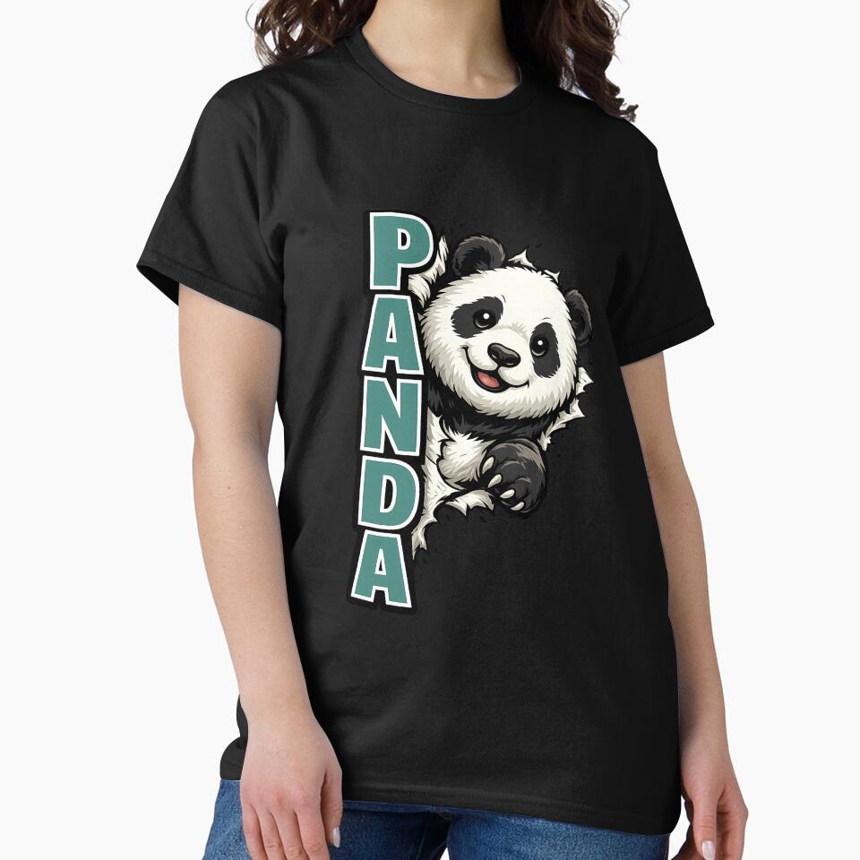 Panda Bursting Through Text Funny Bold Shirt Cute Panda Lover Gift Panda Face Tee Panda Humor Shirt Panda Gift by Gremlin Hours