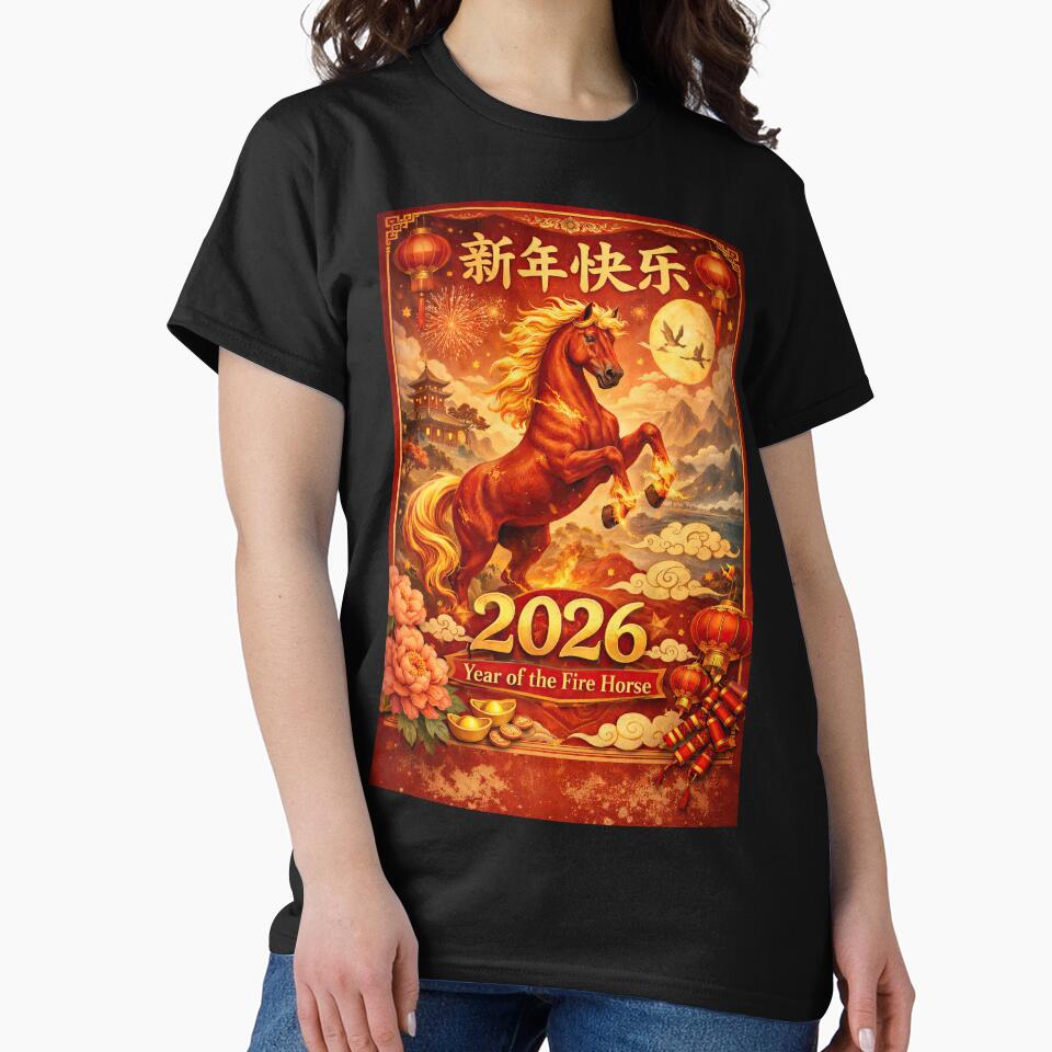 Chinese New Year 2026 – Year of the Fire Horse | Lunar New Year Red Horse Art by elgreko