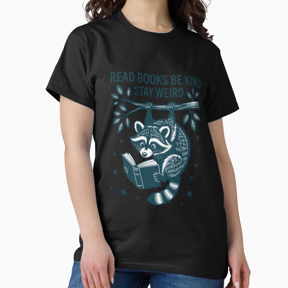 Read Books Be kind Bookish Reader  Funny Raccoon by consfafaperi