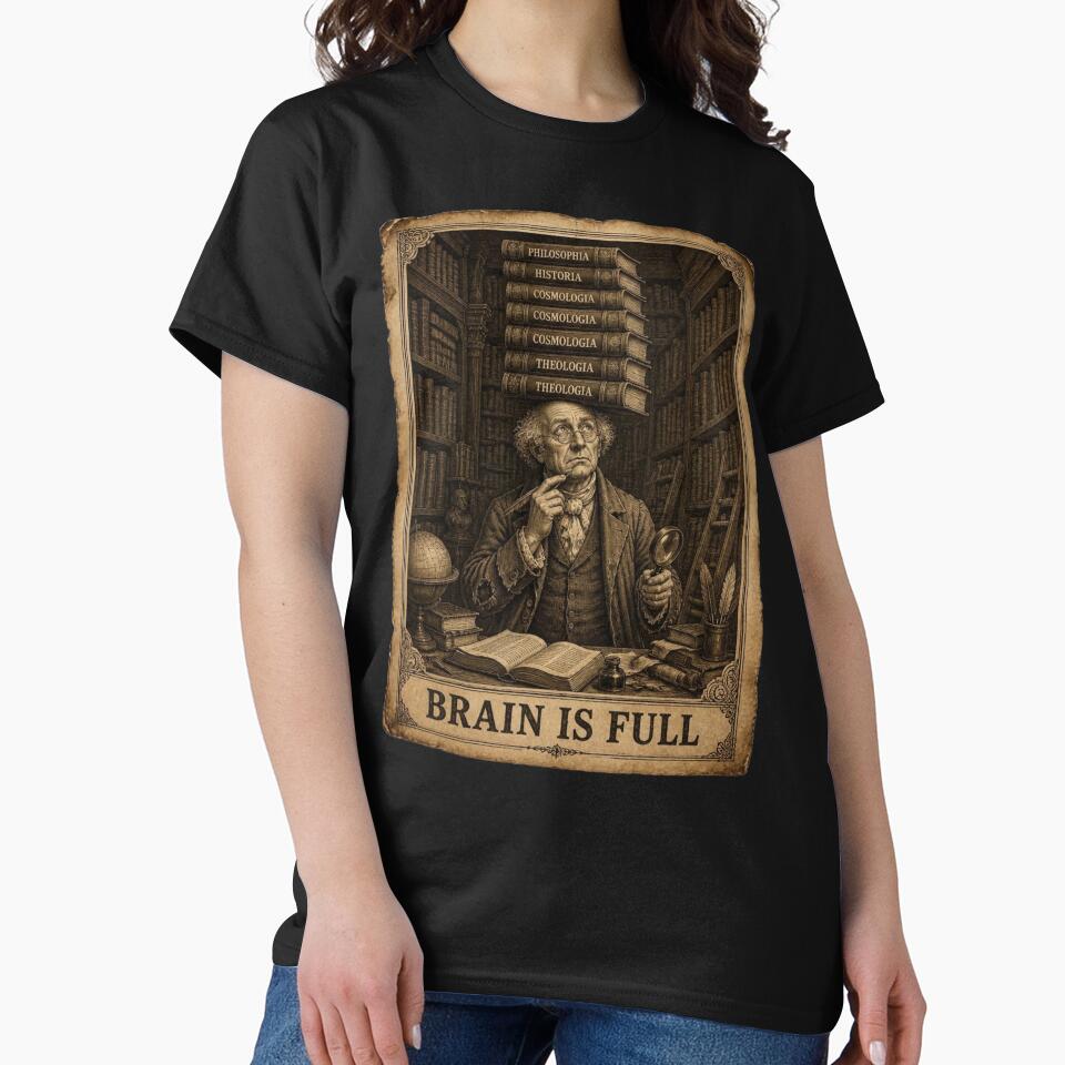 Brain Is Full Funny Student Humor Vintage Academic Design by thoughtswear