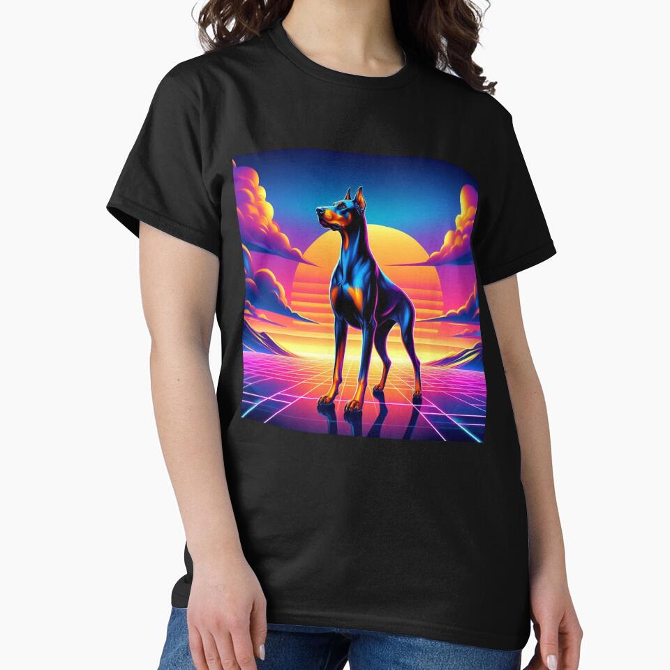 Neon Doberman – Synthwave Sunset Power Design by Dogandesighn