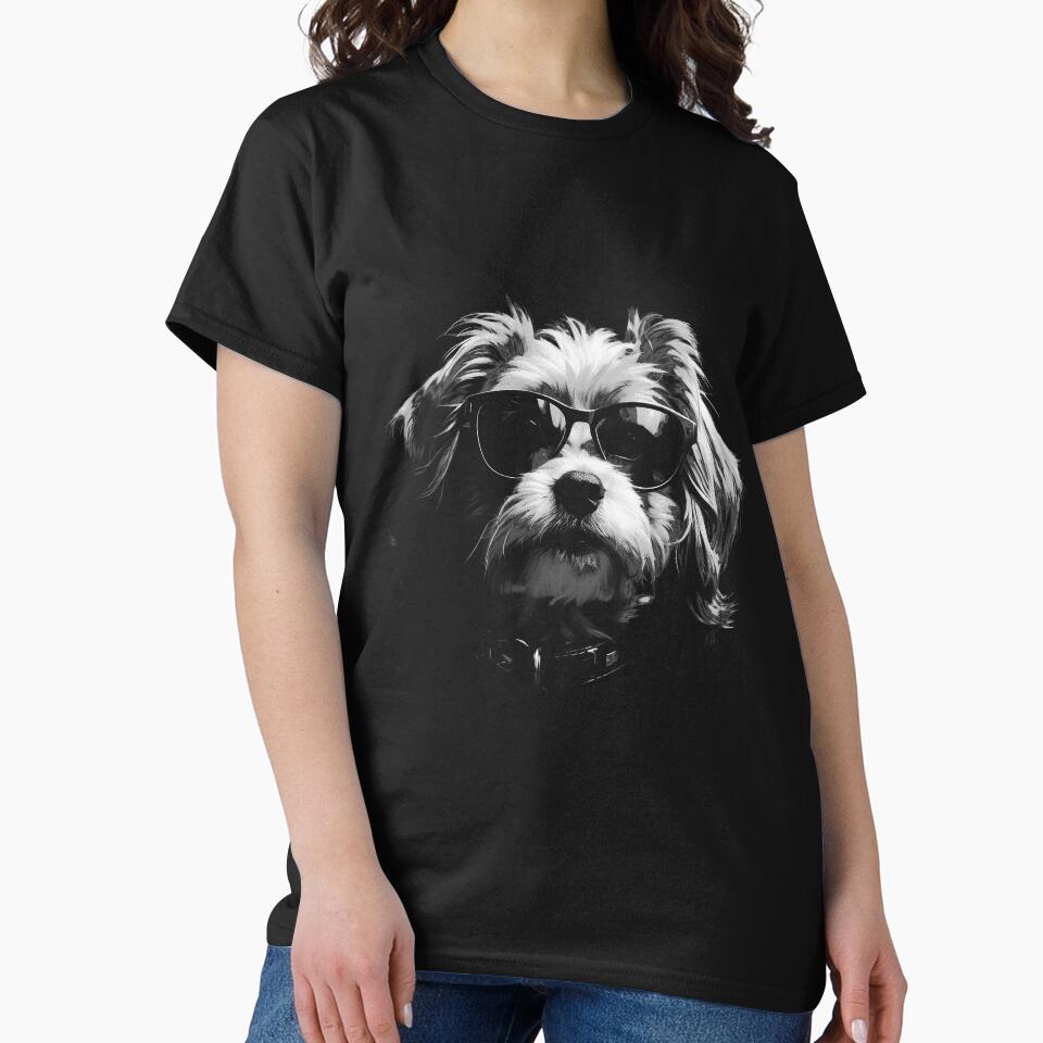 Black and White Dog with Sunglasses | Cool Dog Design by TurtleDojo
