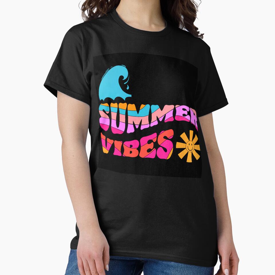 'Summer Vibes' Saying With Ocean Wave And Sun by DEC02