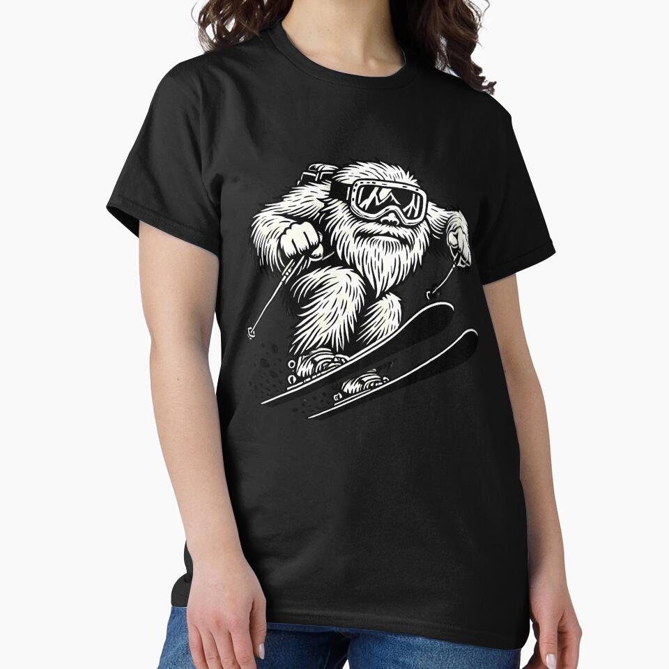 Yeti Skiing by Funny Vintage Stickers And T-Shirts